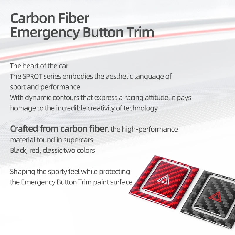 For Subaru BRZ/Toyota GR86 2021- Carbon Fiber Emergency Flasher Switch Button Trim Stickers Car Interior Tuning Accessories