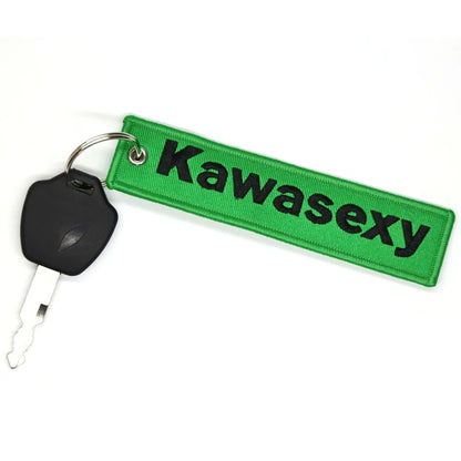 JDM Kawasexy Logo Key Chain For Kawasaki Motocycle Key Ring Cars Keychain Gifts Double Sided Embroidery Fashion Keychain