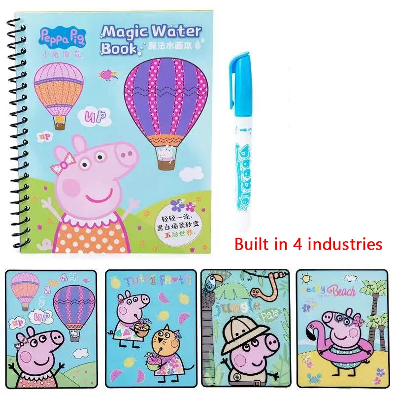 Peppa Pig Watercolor Painting Book Baby Brainstorm Development Graffiti Water Sketchpad Children's Toy Birthday Gift