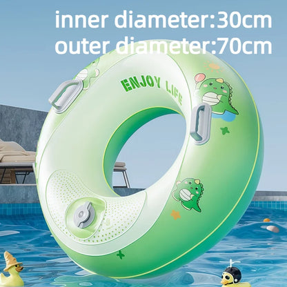 60-100cm Double Handle Thicken Swimming Ring Pool Float Water Play Summer Beach Party Swimming Circle Press‑to‑Inflate