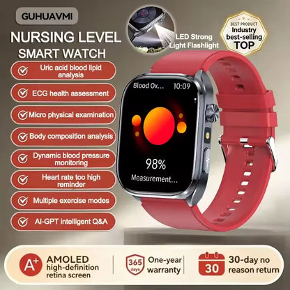 2026 New AI Health Care Accurate detection ECG SmartWatch Blood Pressure lipids Uric Acid Analysis Bluetooth Call Smart Watches