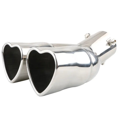 Car heart-shaped double row single row color car tail throat thickened stainless steel love bake blue exhaust pipe