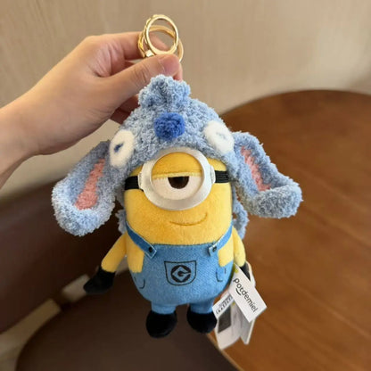 Genuine Cute Little Yellow Minion Bob Backpack Pendant Cartoon Plush Doll Keychain Bag Doll Decoration Birthday Gift