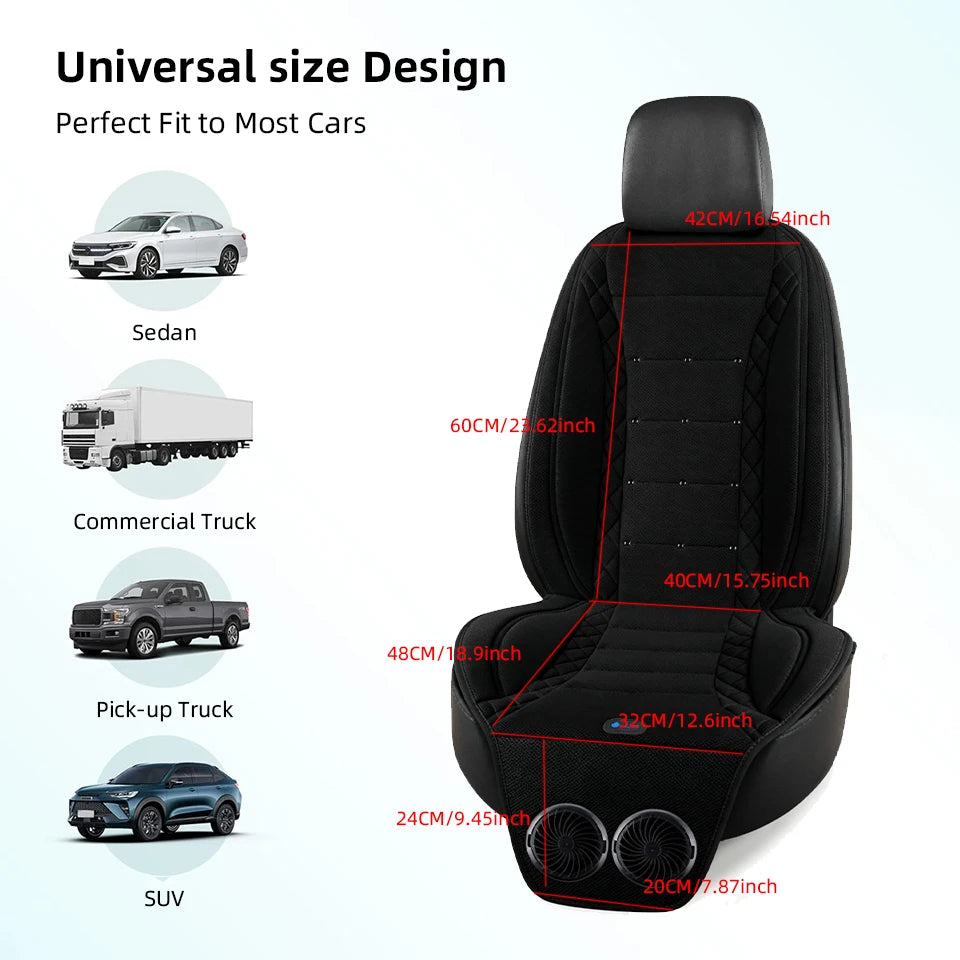 2-in-1 12V Car Cooling & Heating Seat Cushion for All Seasons or Universal USB Summer Ventilated Car Seat Cover Car Accessories