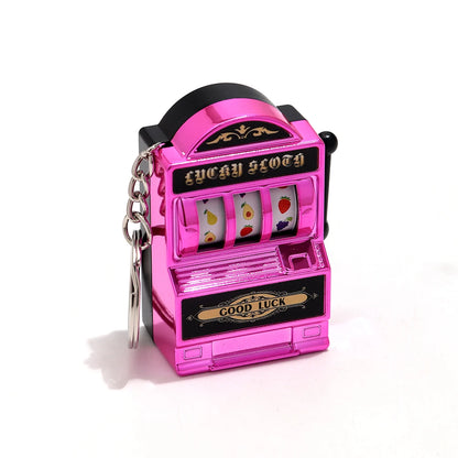 Mini Gambling Slot Machine Key Chains Creative Arcade Pocket Fruit Lucky Jackpot Gadget Antistress Toy Funny Games Keychain Ring