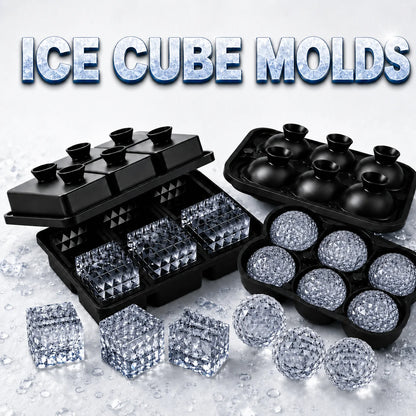 Easy Release Diamond Ice Cube Tray Sphere Ice Mold Food Grade Silicone Ice Molds With Funnel For Slow Melting Coffee Bar Gadgets