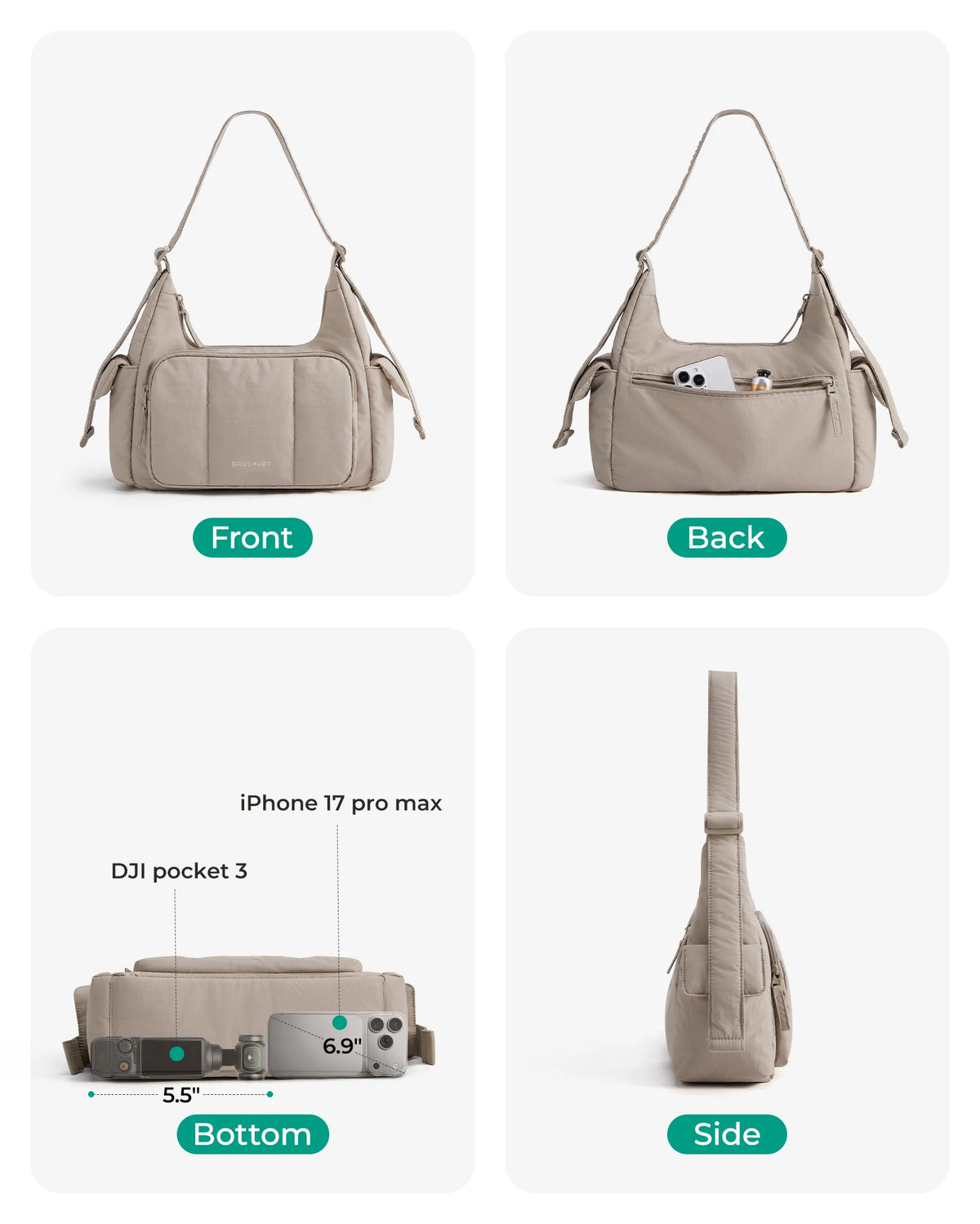 BAGSMART Nylon Material Shoulder Bag High Capacity Crossbody Messenger Bag Leisure Versatile School Shoulder Bag