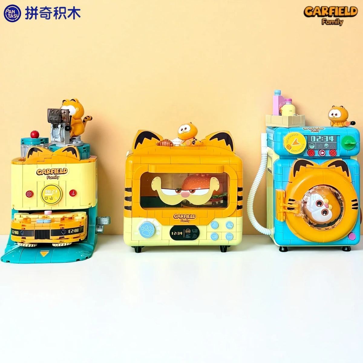 Pantasy Garfield Building Blocks Kawaii Refrigerator Machine Small Particles Children Assembled Toy Splicing Model Ornament Gift