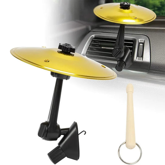 Clip-On Mini Air Vent Musical Drum Alloy Saucer Car Crash Cymbal Easy-Install Vehicle Crash Drums With Decorative Design