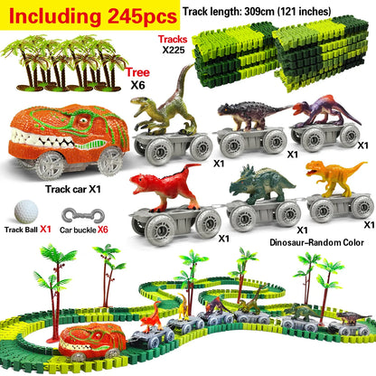 Dinosaur Car Track Set Magic Climbing Flexible Rail Engineering Car Educational Track Car Train Blocks Toys Birthday Gift