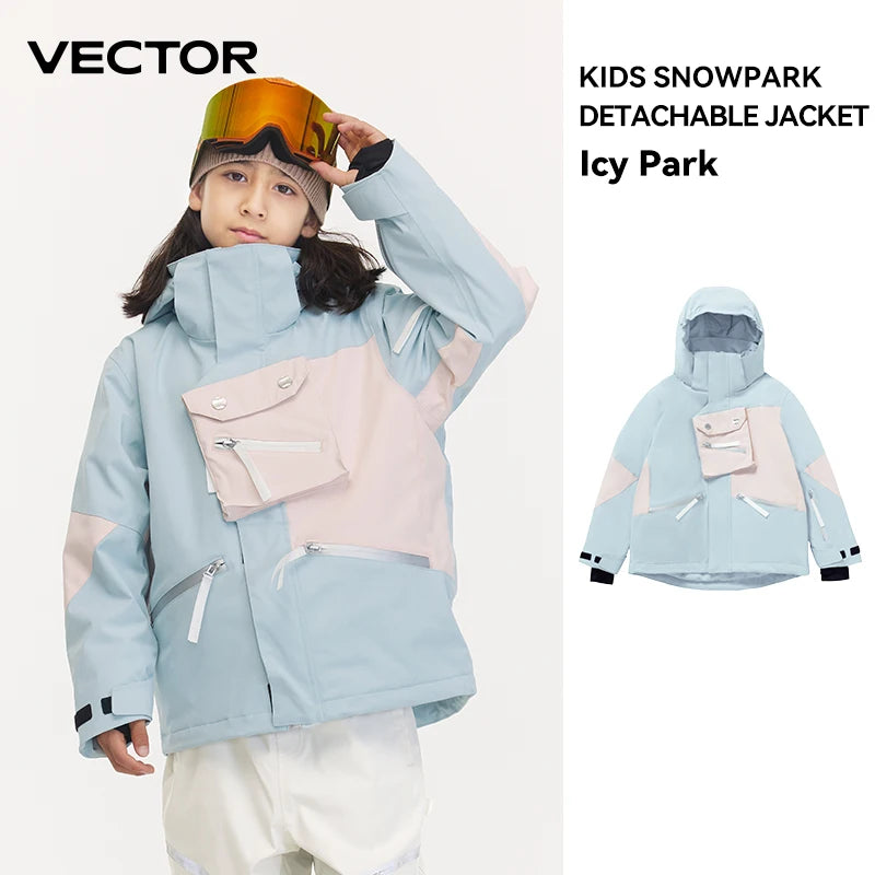 VECTOR Ski Wear Children Hooded Sweater Boys and Girls Wear Thickened Warmth Waterproof Equipment Jackets Snow Jacket