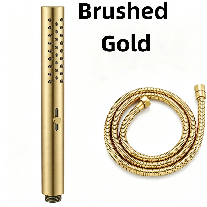Brushed Nickel Stainless steel Hand Shower Head with 1.5M Hose Water Saving Handshower Shower Brass Bracket Accessor