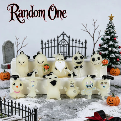 Random 1 Disney The Nightmare Before Christmas Glow In The Dark Blind Box Keychain Jack Sally Zero Oogie Boogie Collectible Gift