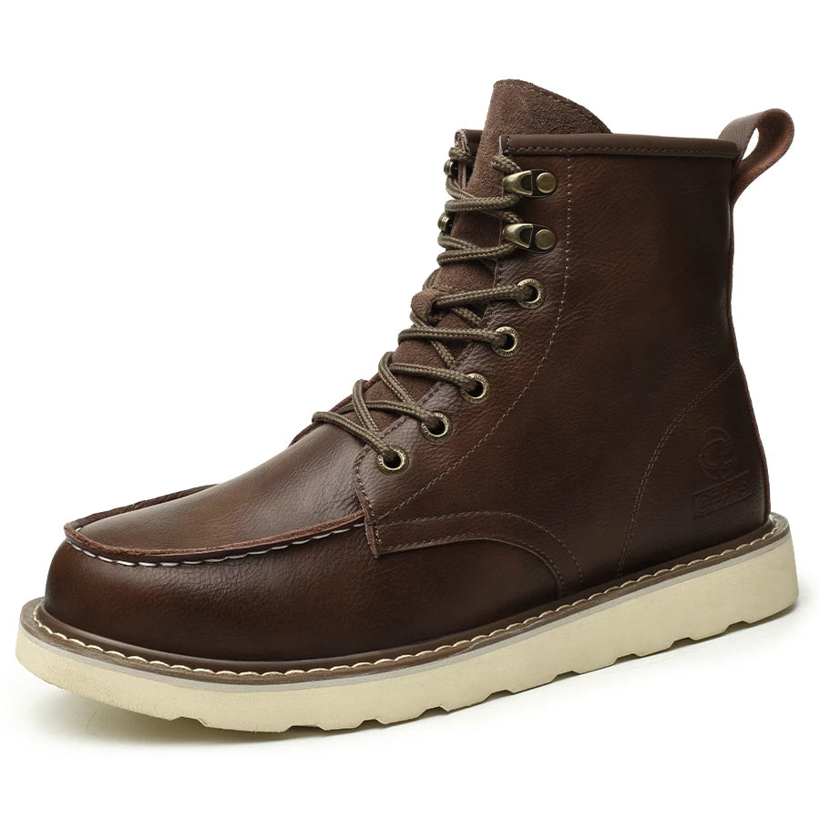 High Quality Leather Boots Men Work Boots Waterproof Safety Shoes Men Autumn Winter Boots Steel Toe Shoes Puncture-Proof Boots