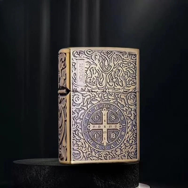 Zorro Constantine Windproof Kerosiene Lighter, Embossed Craftsmanship Retro Old-fashioned Grinding Wheel Lighter, Gift for Men