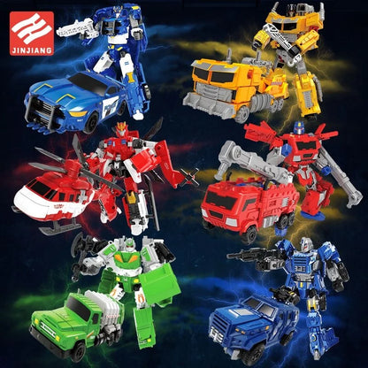 Jinjiang Transforming Robot Series 2: Optimus Prime, War God, Car, Plane, Tank, Robot for Boys