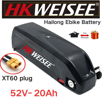 For Hailong 36V 48V 52V 15Ah 20Ah Battery For Bafang BBS02 BBS03 BBSHD Motor Hailong Battery Powerful and Long-Lasting Power