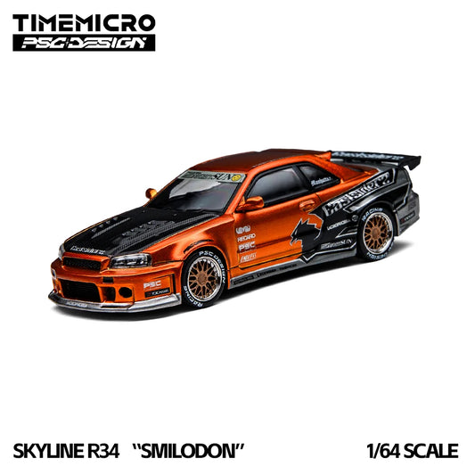 TimeMicro1:64 Realistic R34 Eastsiderz Tribute Diecast Car Model Modified Style Mini Scene Layout Accessory