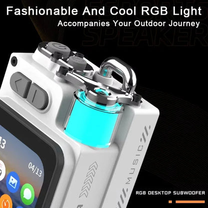 GAMINJA Bluetooth Speaker LED Display Screen Wireless Metal Mechanical Speaker With RGB Subwoofer Support Calendar Alarm Clock