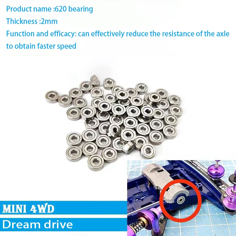 24Pcs Mini 4WD 620 Double Sealed Ball Bearing 2*6*2 Common to All 4WD Chassis