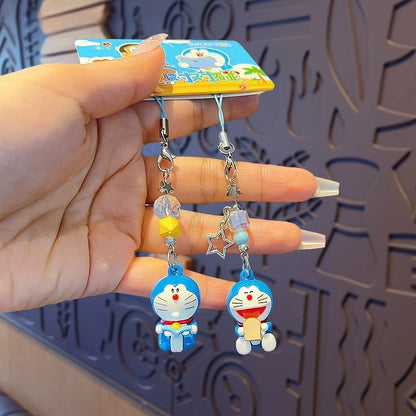 2PCS Hot Cartoon Doraemons Series Mobile Phone Chain Creativity Exquisite Cute Backpack Keychain Boys and Girls Gifts