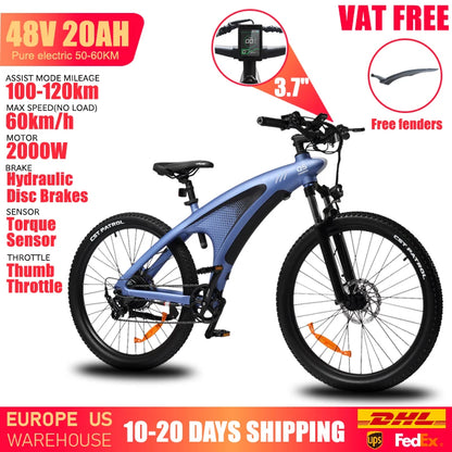HUANCI Q5 Electric Bike for Adults Mountain Tire E Bike 48V 20Ah Battery Electric Bicycle for Commuting Long Range