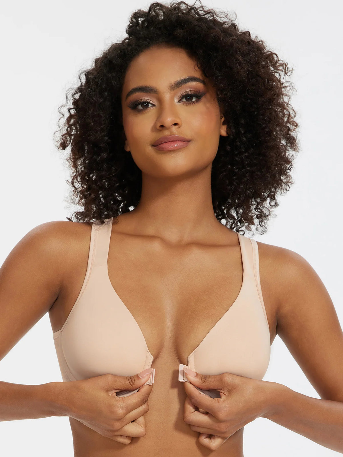 MELENECA Women's Front Closure Bras Plus Size Unlined Underwire Back Support Posture Bra