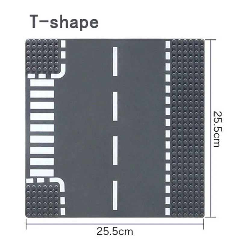 City Road Street Baseplate Straight Crossroad Curve T-Junction Building Blocks Base Plates Construction for Children Kids