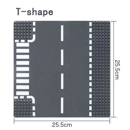 City Road Street Baseplate Straight Crossroad Curve T-Junction Building Blocks Base Plates Construction for Children Kids