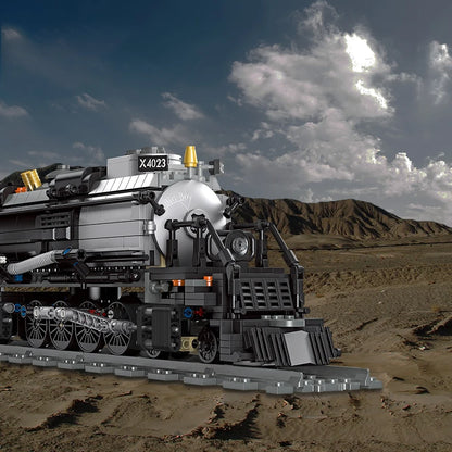 Compatible With LEGO Big Rail Car Locomotive Building Blocks Toys Model City Steampunk Era Bricks Retro Train With Power Motor