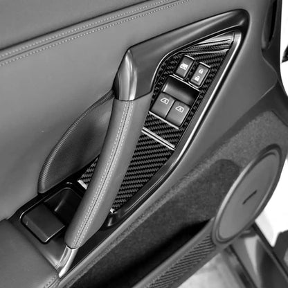 Carbon Fiber Trim  For Nissan GTR R35 2008-2016 Door Window Lifter Button Switch Control Panel Cover StickerCar Interior Styling