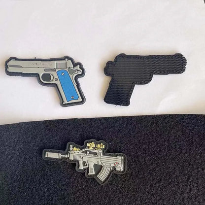 3D PVC Rubber Morale Patches Mini Pistol, Rifle Army Badge Stickers, Military Tactical Patch With Hook For Backpack