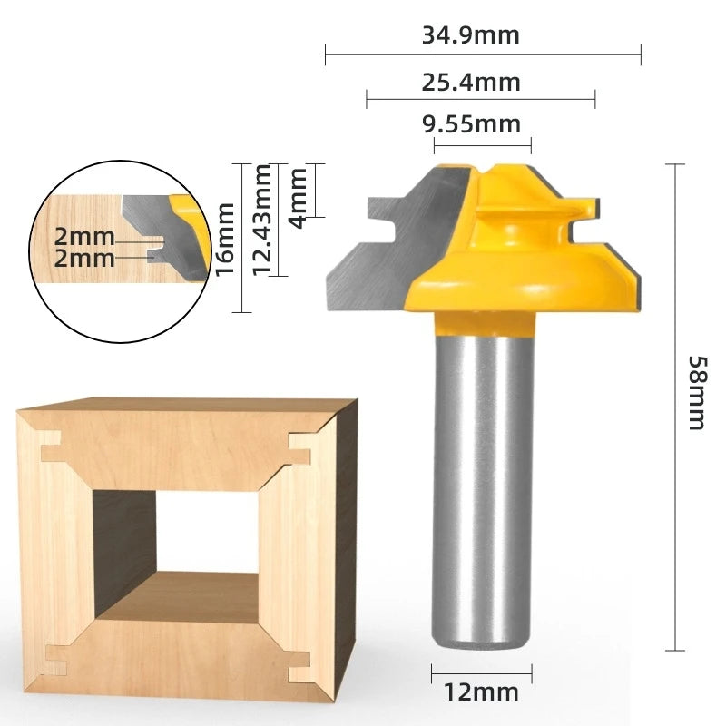 Carpentry tools paneling cutter, high-end 45-degree mortise and tenon milling cutter, profile cutter, right-angle cutter ...