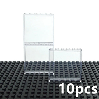 DIY Building Block 10pcs Door Window Frame Wall City 1x6x5 1*4x3 Glass Transparent Panel House Parts MOC Bricks 59350 59349 Toy