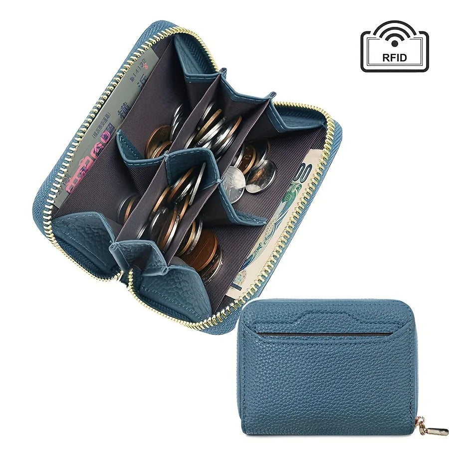Mini Credit Card Wallet ID Card Holder, Unisex Small Wallet, Thin Zippered Short Coin Purse