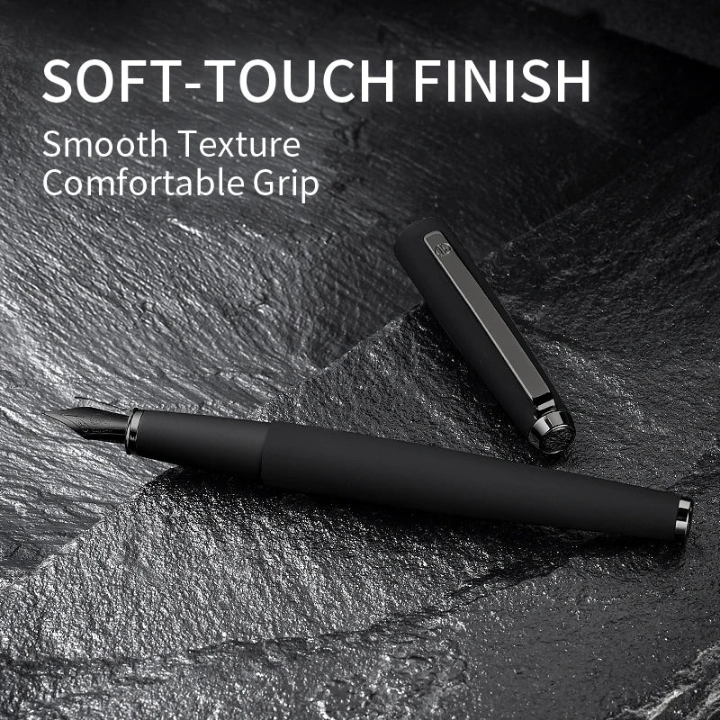 LT Hongdian 517D Black Warrior Fountain Pen with Black Titanium Nib Custom Engraving for Office And Student Use