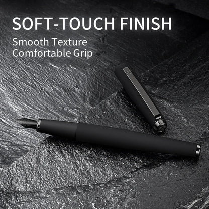 LT Hongdian 517D Black Warrior Fountain Pen with Black Titanium Nib Custom Engraving for Office And Student Use
