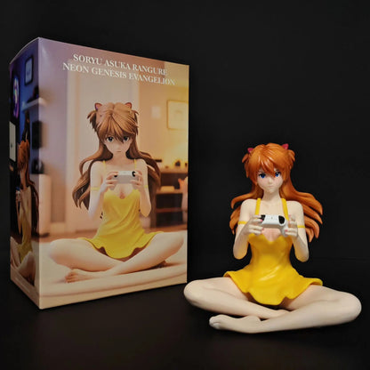 11.5cm Asuka Sitting Pose Anime Figure Toy Pvc Statue Desktop Ornament Home Decoration Collectible Model PC Case Decor Gift