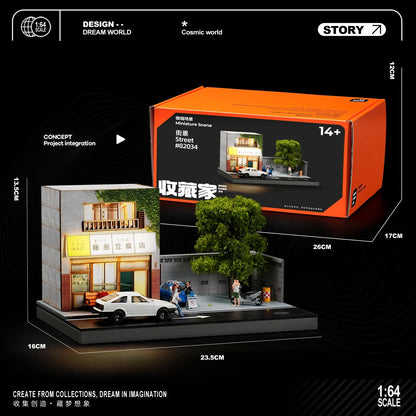 Collector 1:64 Fujiwara Tofu Shop Scene House Model Collection Ornament Three-dimensional Street Scene Table Decoration