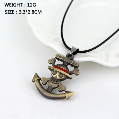 Anime One Piece Retro Ship Anchor Pirate Pendant Necklace for Men and Women Punk Personalized Jewelry Accessories Gift