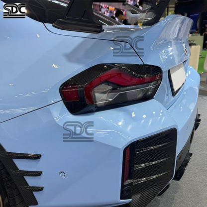 G87 M2 Real Dry Carbon Tail Light Trim Covers For BMW M2 G87 CS 2023+ Prepreg Carbon Fibre Rear Bumper Rear Light Eyebrow Lid