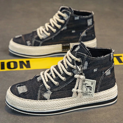 Men's Lightweight High-Top Canvas Sneakers Outdoor Casual Sports Shoes for Men