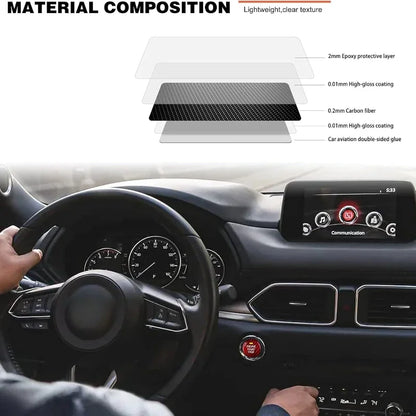For Mazda 3 6 CX-3 CX-5 CX-9 MX-5 Miata Real Carbon Fiber Car Keyless Engine Start Stop Push Button Cover Sticker Accessories