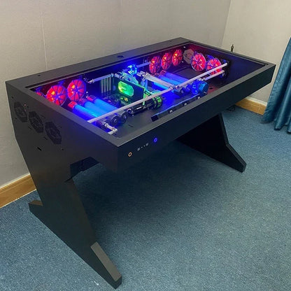 mTempered Glass Side Panel Desk RGB PC Case And Desk Two In One Combo Computer Case Tower Gaming Table l