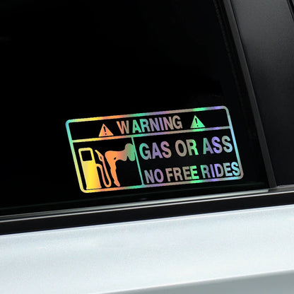 15x7cm Gas or Ass Car Sticker Window Windshield Creative Free Ride Vinyl Decals for Truck Motorcycle Vans Pickup Fuel Tank Decal