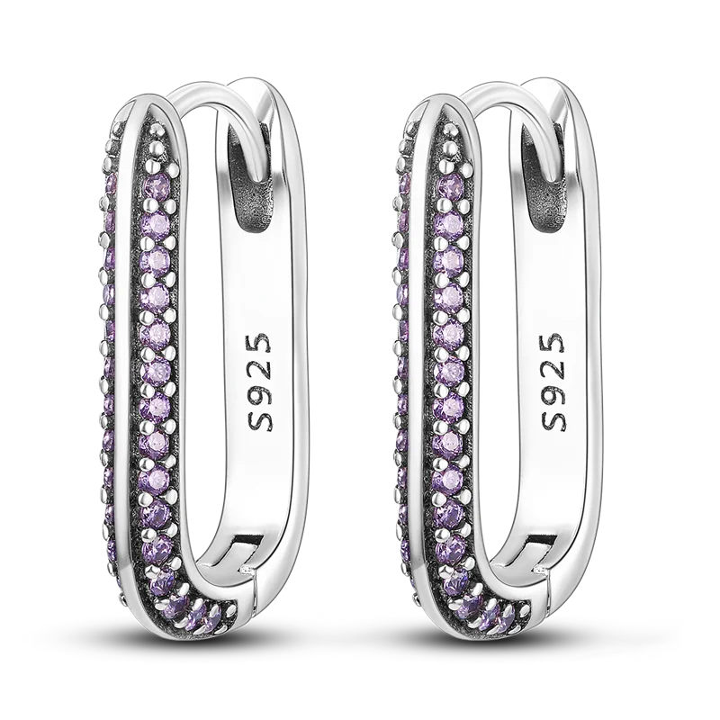 Orstarry Original 925 Sterling Silver Minimally Design Blue Zircon Earrings Women Hoop Earring Anniversary Jewelry Gifts