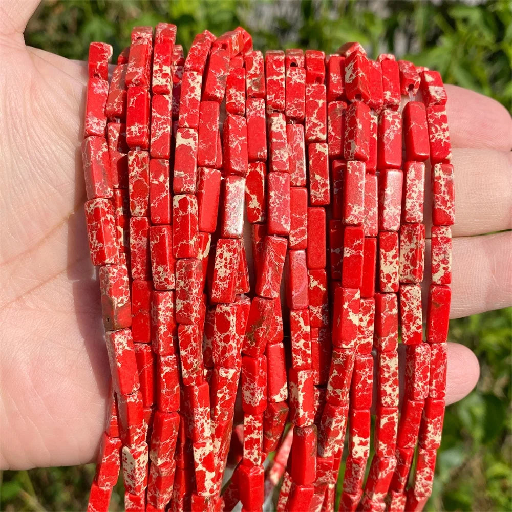 4x13mm Natural Stone Tube Rectangle Sea Sediment Lapis Lazuli Opal Amethysts Quartz Beads for Jewelry Making DIY Bracelet