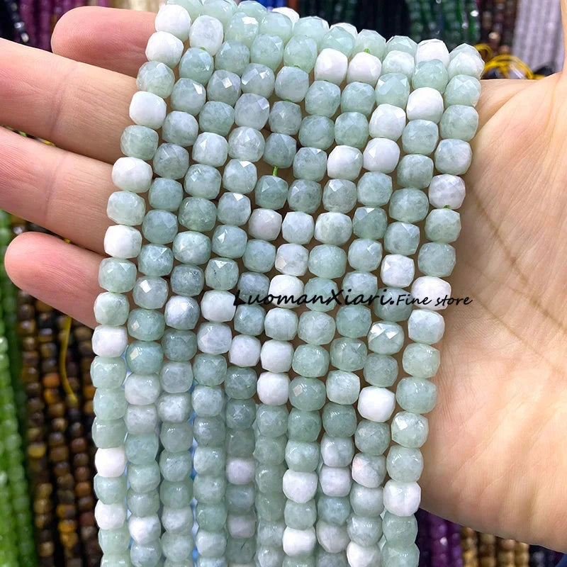 Natural Stone 7-8MM Faceted Square Lapis Lazuli Loose Cube Spacer Beads for Jewelry Making Diy Earrings Bracelets Accessories