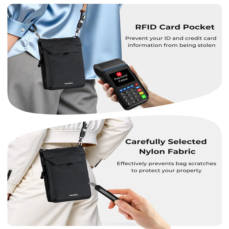 KUXIU Nylon Waterproof Phone Purse,Small Crossbody Bag for Travel Bag,ARFID Anti-Theft Card Slots,Multifunctional Cell Phone