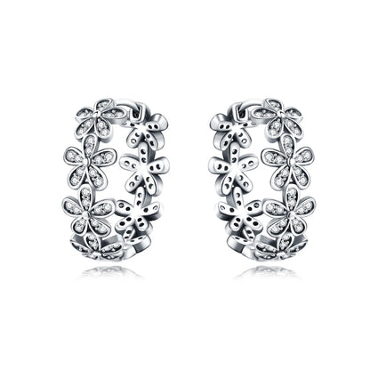 PANPOKI Original 925 Sterling Silver Beautiful Tulip Flower Earrings Women Hoop Earring Anniversary Jewelry Trendy Gifts